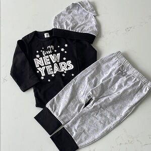 Black and Gray My First New Years Matching Set